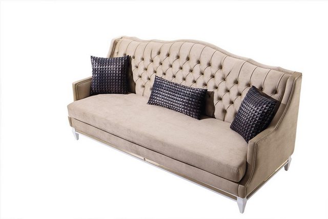 Xlmoebel 3-Sitzer Luxuriöses Textilsofa in Beige mit drei Sitzen im Chester günstig online kaufen