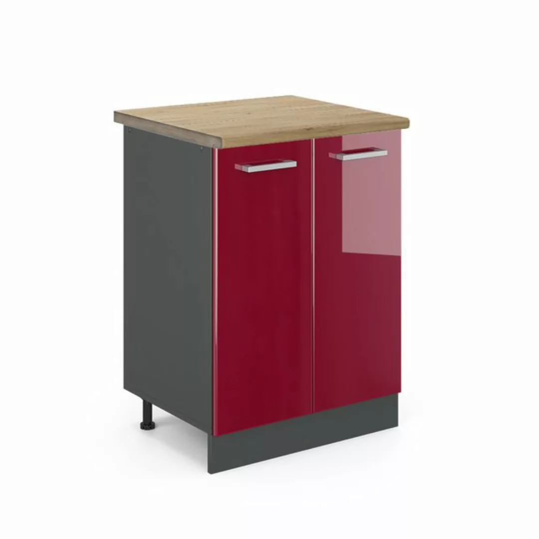 Vicco Unterschrank R-Line, Bordeaux Hochglanz/Anthrazit, 60 cm, AP Eiche günstig online kaufen