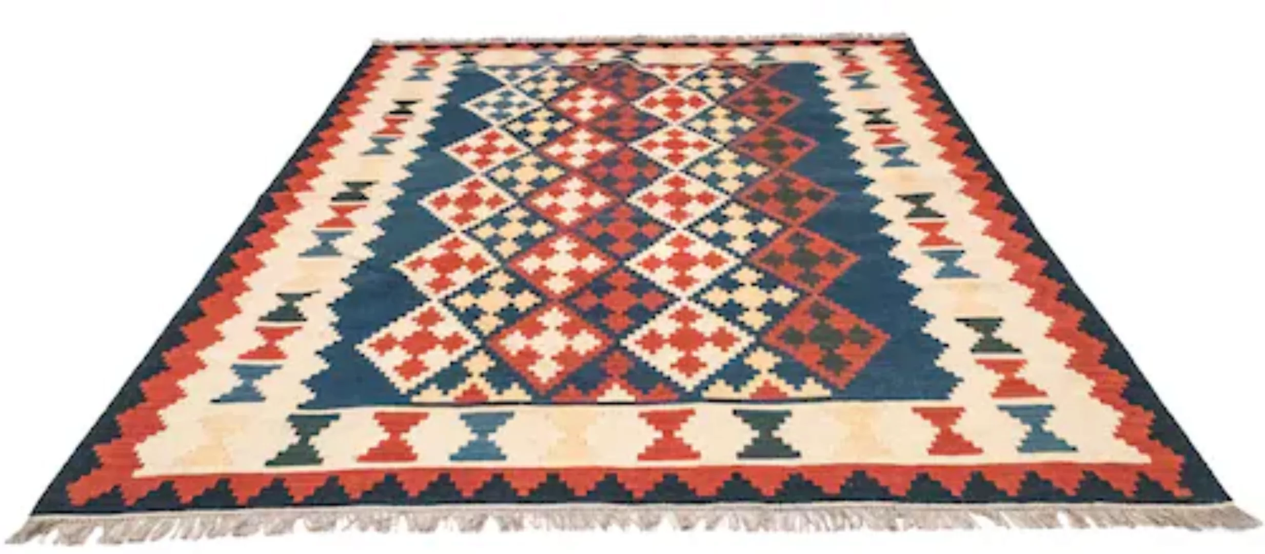 morgenland Wollteppich »Kelim Fars Teppich handgewebt blau«, rechteckig günstig online kaufen