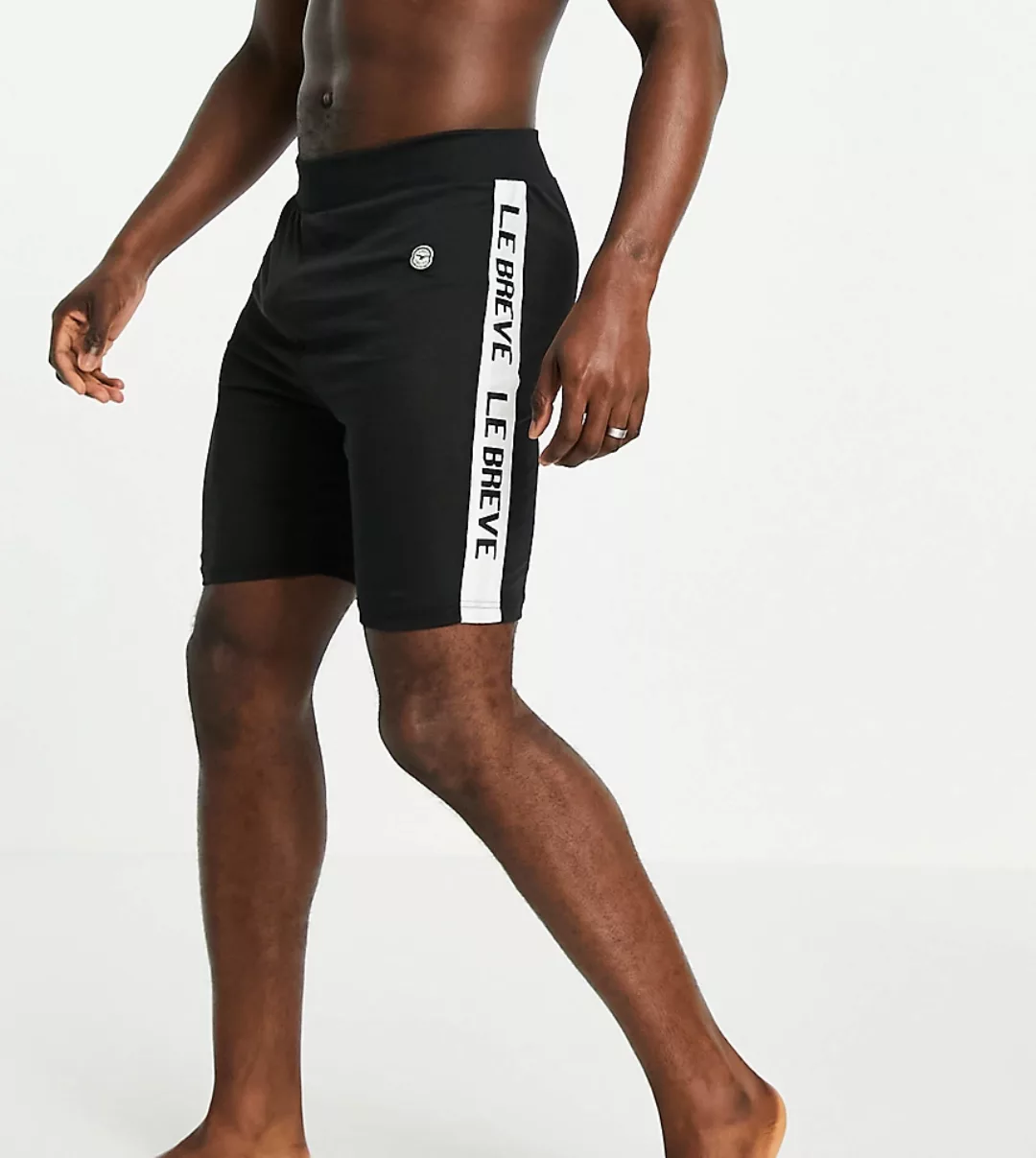 Le Breve Tall – Lounge-Shorts in Schwarz mit weißem Logoband, Kombiteil günstig online kaufen