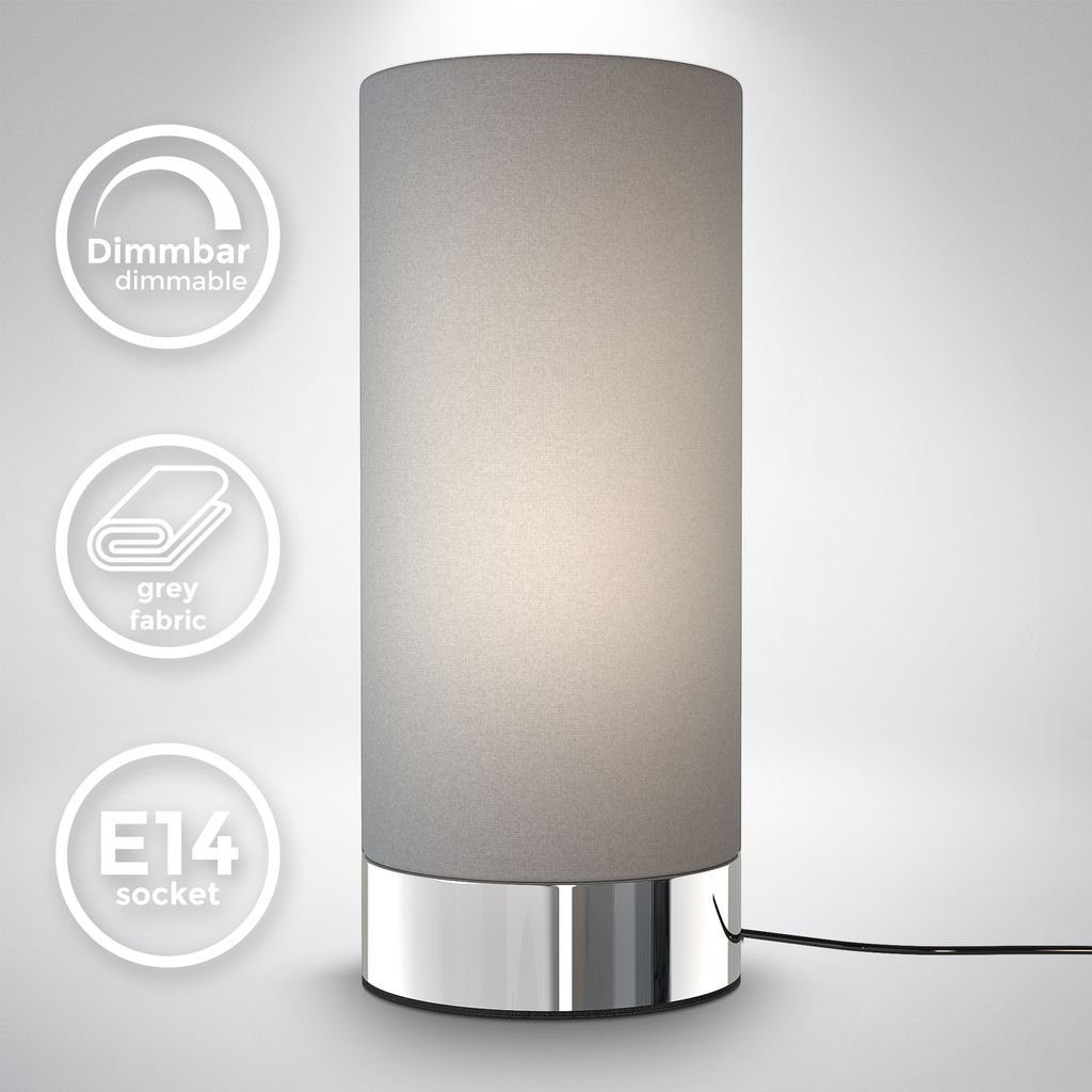 B.K.Licht Tischleuchte BK_TL1437 Stoff-Tischlampe, Grau, Touchfunktion, günstig online kaufen