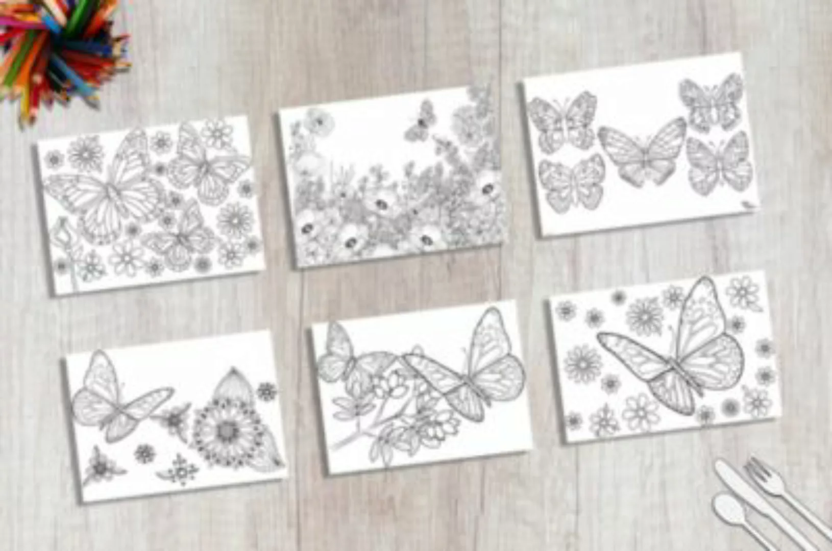 tischsetmacher Tischset Platzsets - Schmetterling-Blumen-Set zum Ausmalen - günstig online kaufen