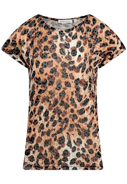 BICALLA T-Shirt Shirt mit Leo-Muster in Schwarz/Beige (1-tlg) günstig online kaufen