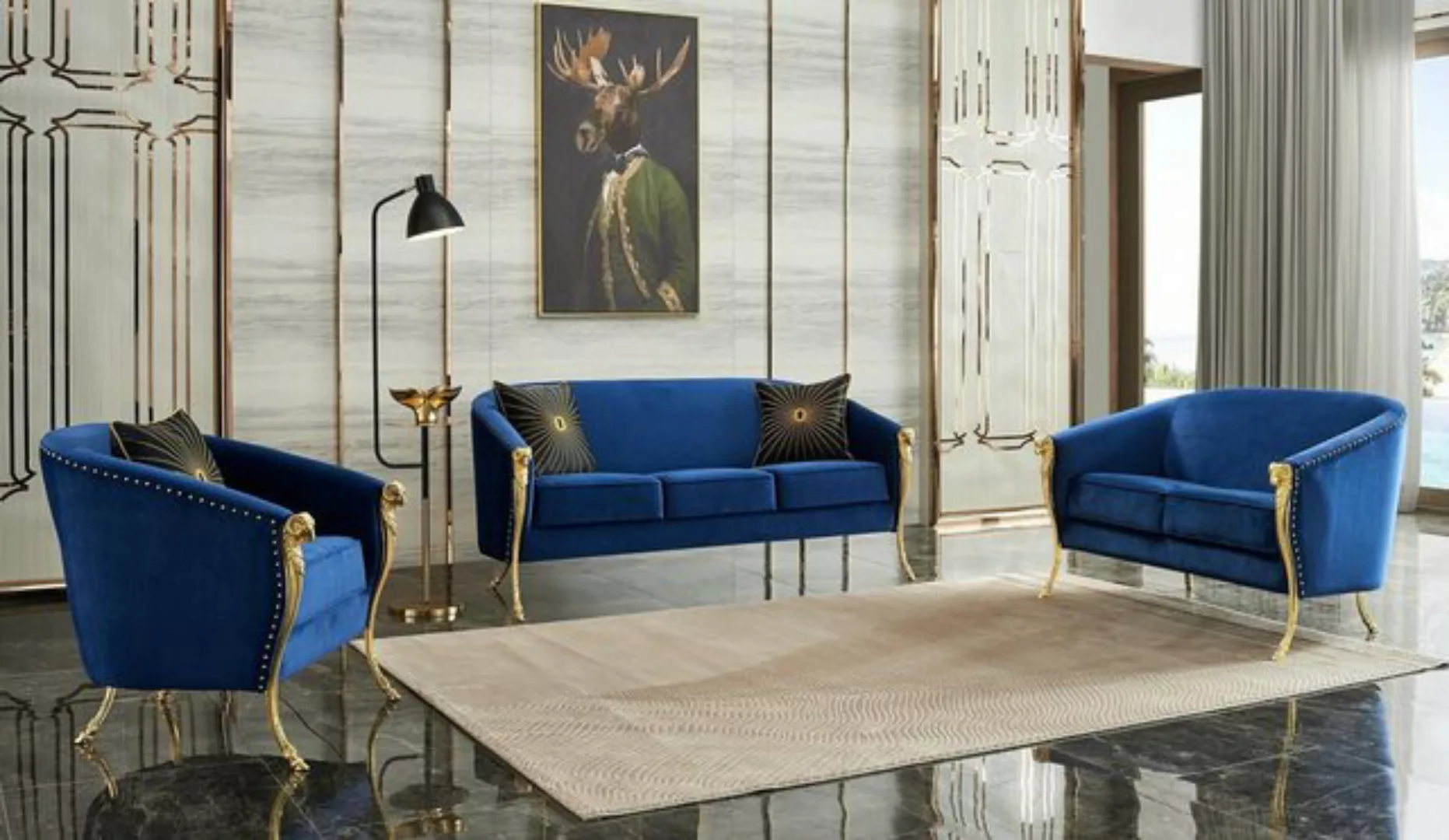 Xlmoebel Sofa Stylisches 3-Sitzer Entspannungssofa Club Lounge mit Textilbe günstig online kaufen