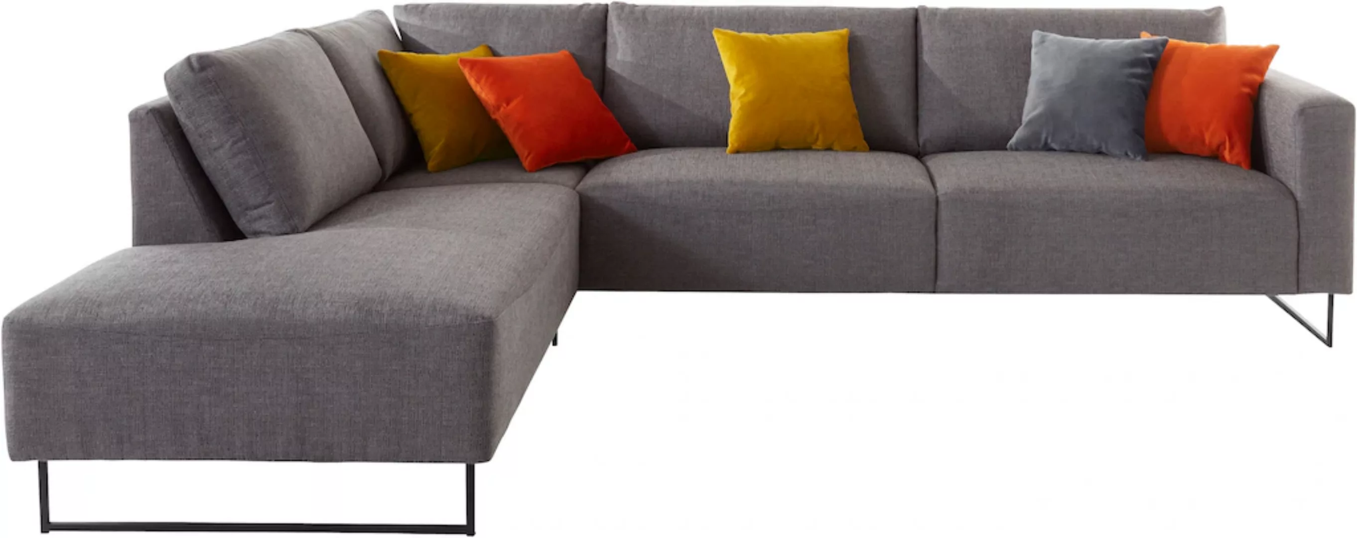 Places of Style Ecksofa "Jagger, L-Form,", inklusive Zierkissen in Samtopti günstig online kaufen