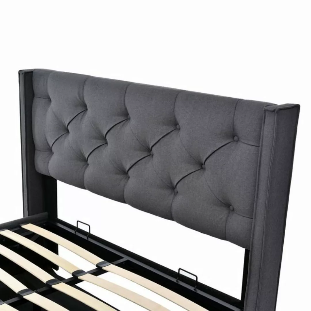 WISHDOR Polsterbett Hydraulisch Doppelbett (Bett mit Lattenrost aus Metallr günstig online kaufen