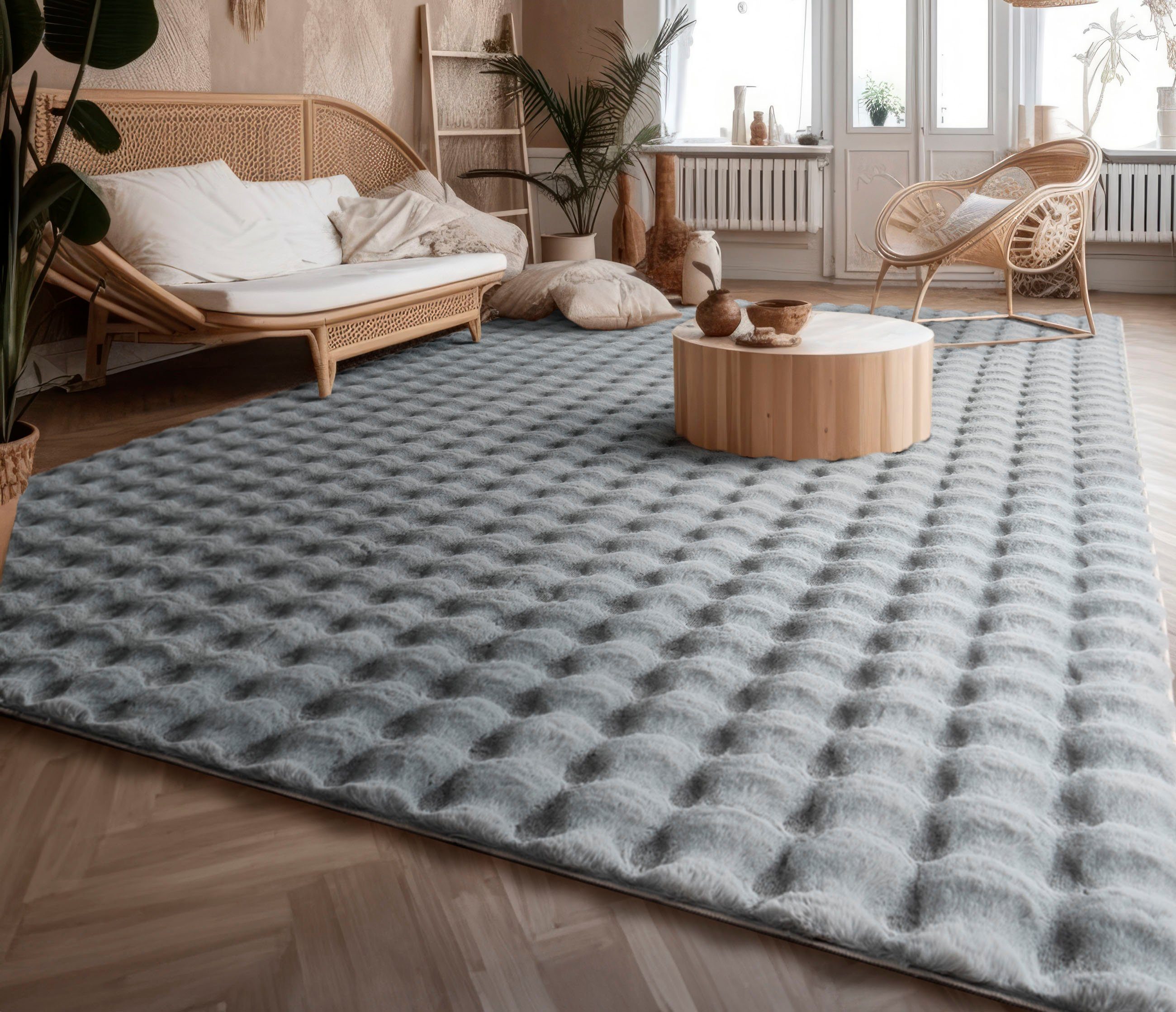 Paco Home Hochflor-Teppich »Arnheim 741«, rechteckig, 34 mm Höhe, Uni Farbe günstig online kaufen