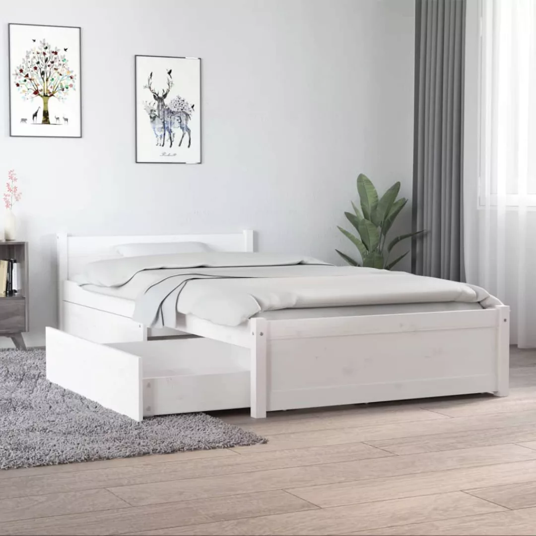 Vidaxl Bett Mit Schubladen Weiß 90x190 Cm 3ft Single günstig online kaufen