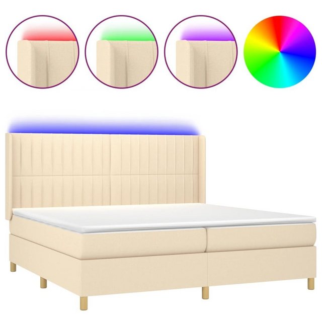 vidaXL Boxspringbett Boxspringbett mit Matratze LED Creme 200x200 cm Stoff günstig online kaufen