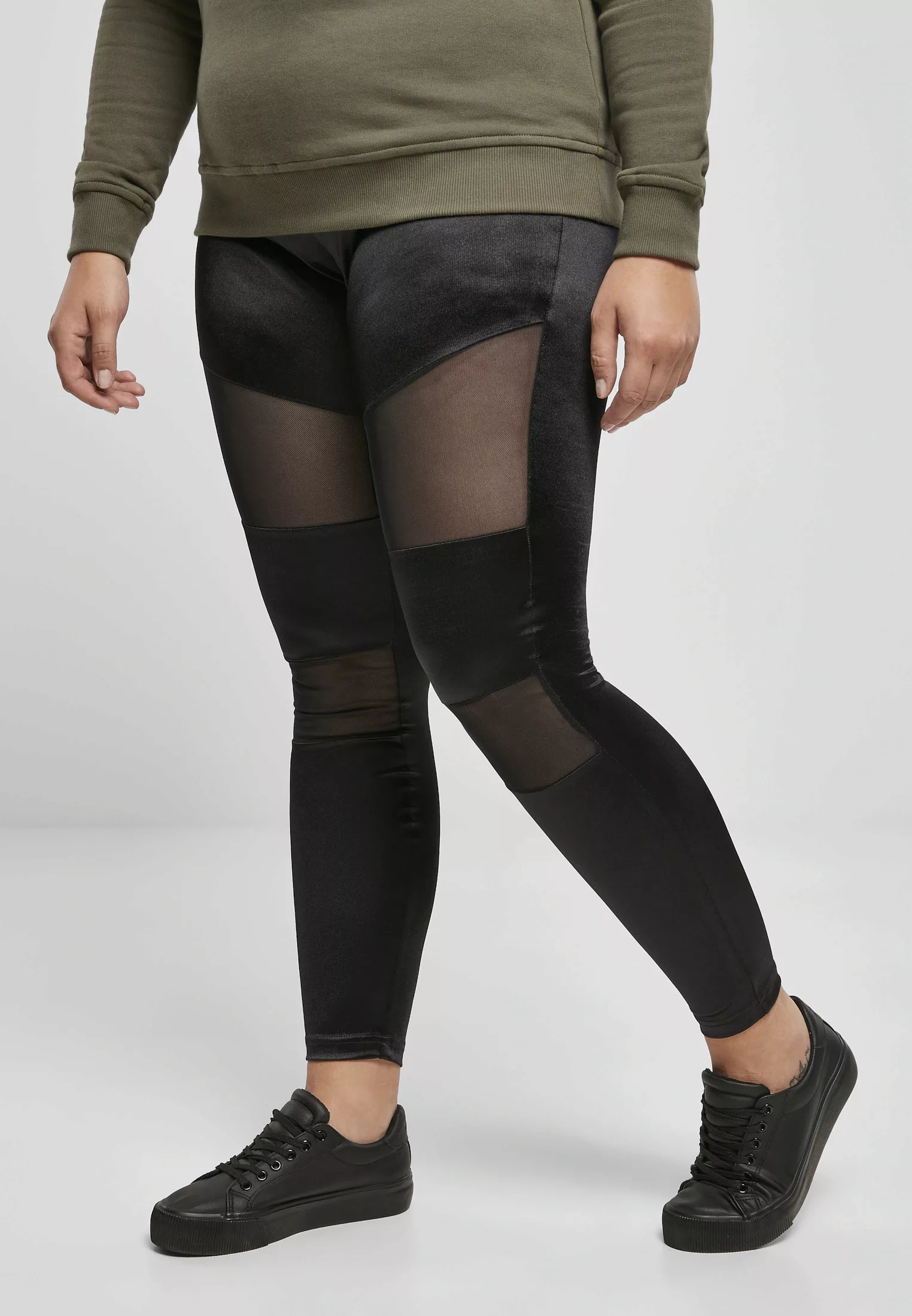 URBAN CLASSICS Leggings "Urban Classics Damen Ladies Shiny Tech Mesh Leggin günstig online kaufen