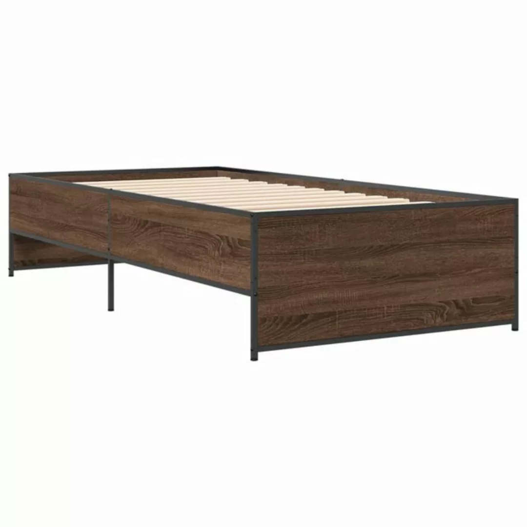 vidaXL Bett Bettgestell Braun Eichen-Optik 75x190 cm Holzwerkstoff Metall günstig online kaufen