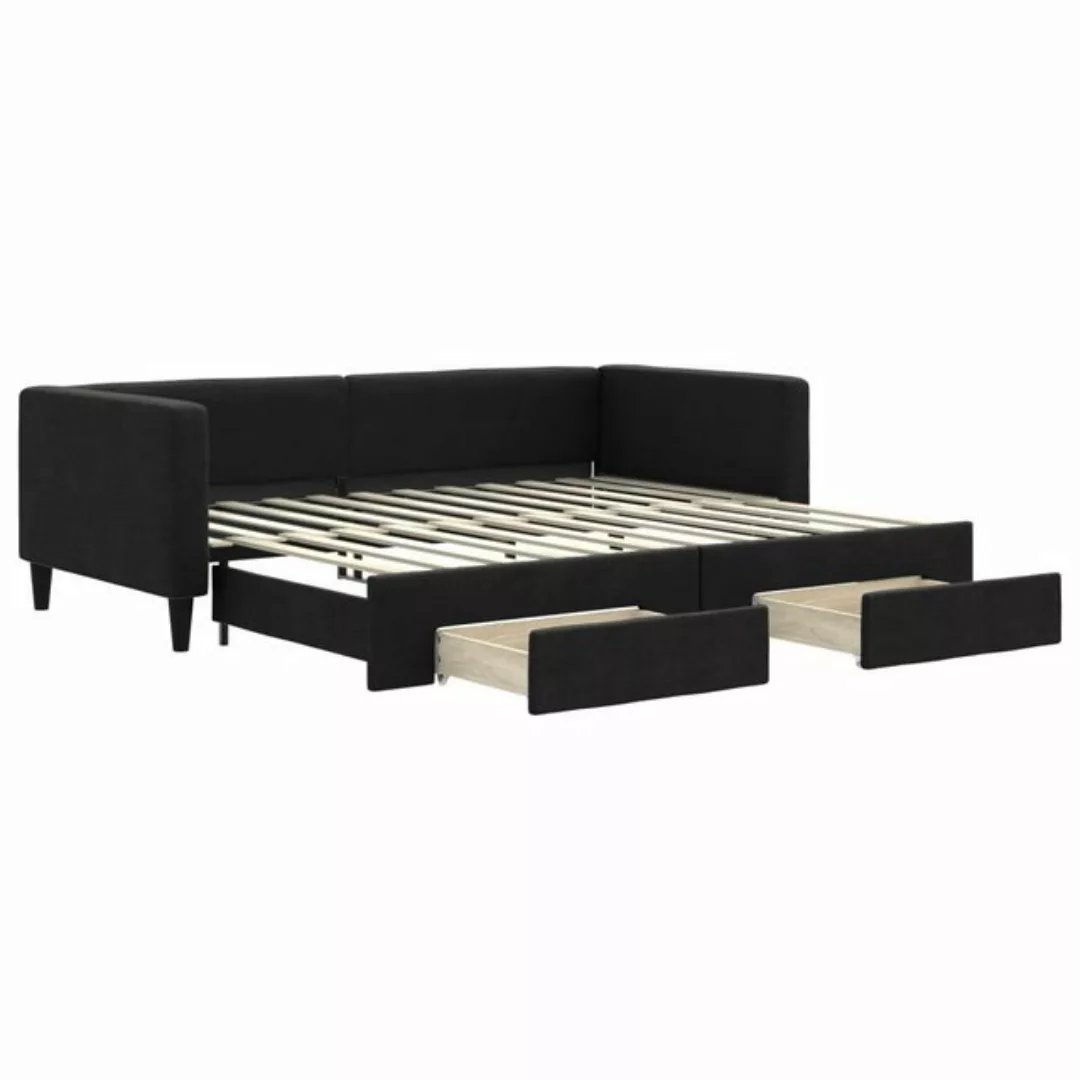 vidaXL Gästebett Tagesbett Ausziehbar mit Schubladen Schwarz 90x200 cm Stof günstig online kaufen