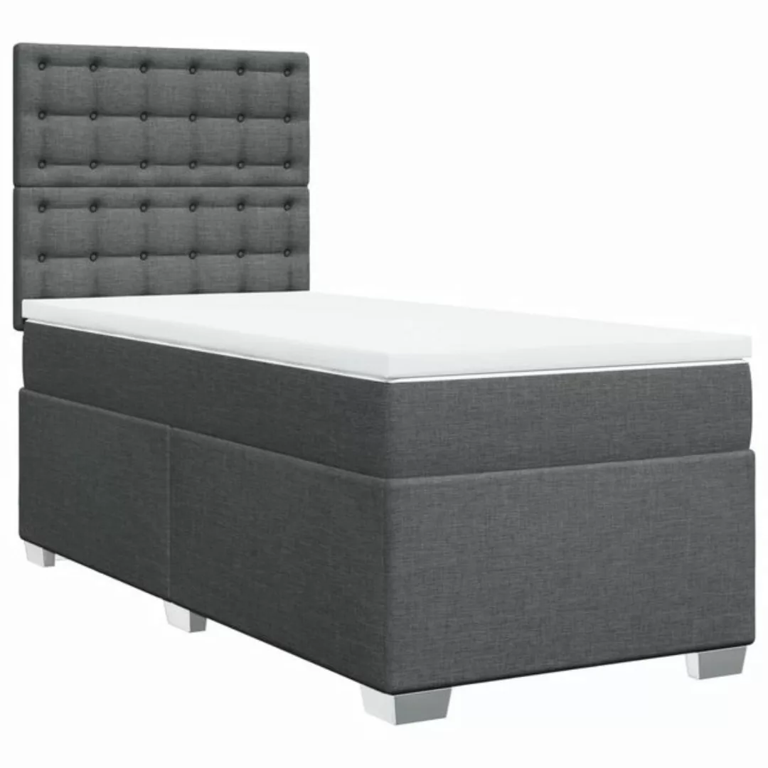 vidaXL Bettgestell Boxspringbett mit Matratze Dunkelgrau 90x200 cm Stoff Be günstig online kaufen