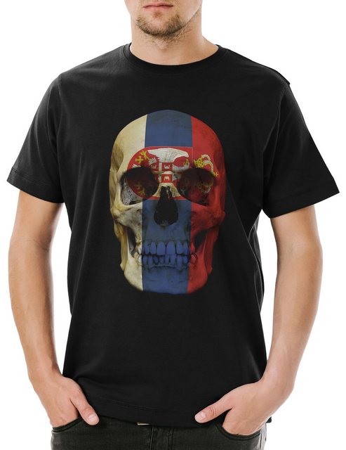 Urban Backwoods Print-Shirt Classic Serbia Skull Flag Herren T-Shirt Totenk günstig online kaufen