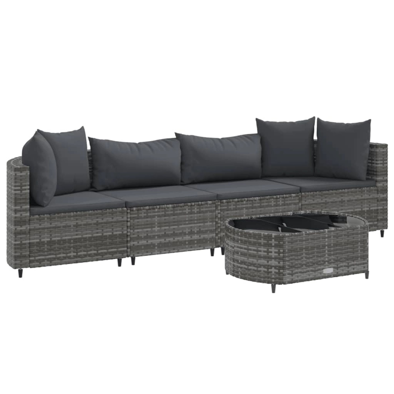 vidaXL 5-tlg Garten-Sofagarnitur mit Kissen Grau Poly Rattan Modell 110 günstig online kaufen