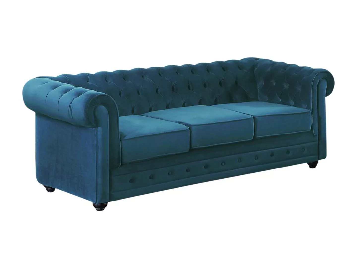 Sofa 3-Sitzer - Samt - Grünblau - CHESTERFIELD günstig online kaufen