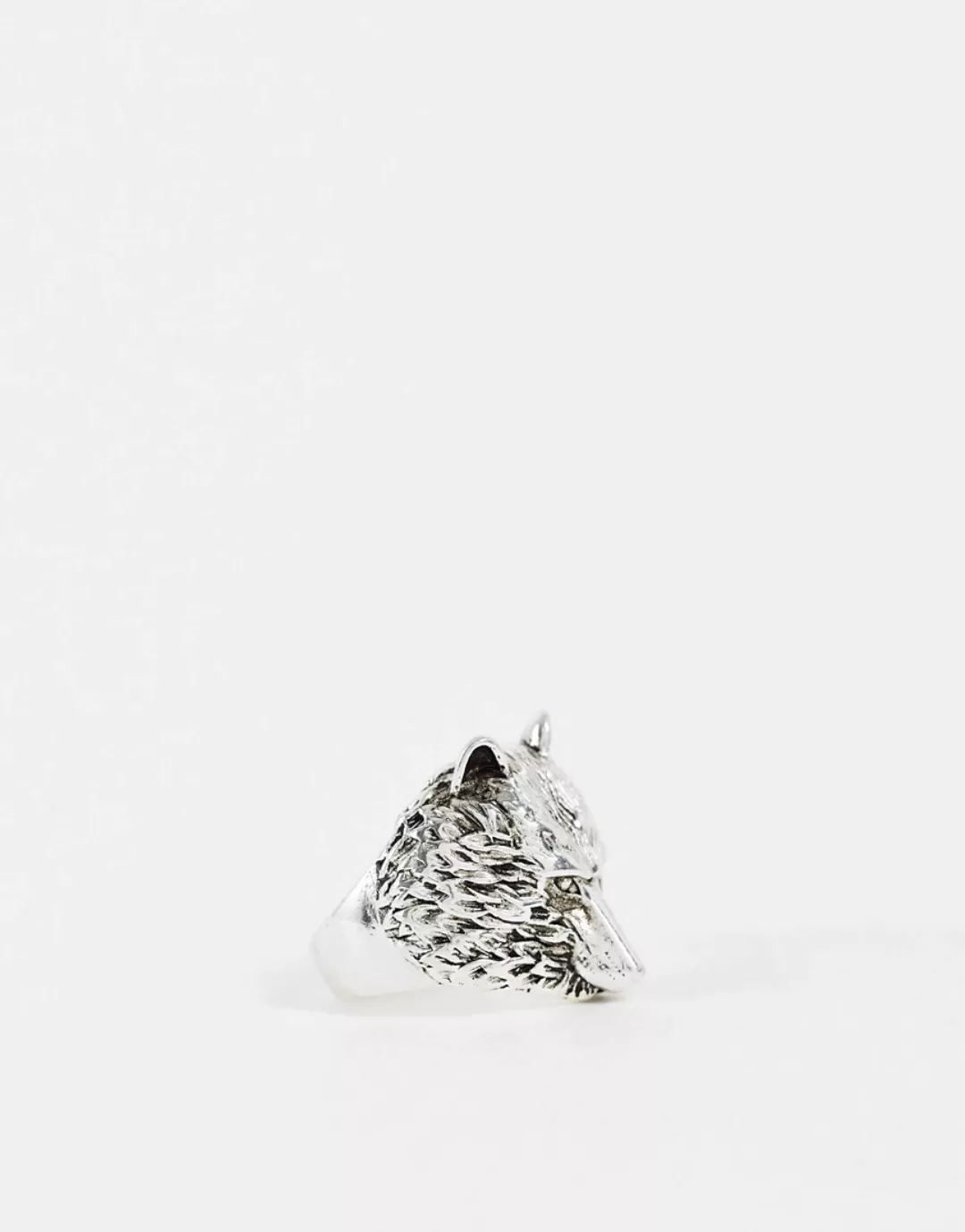 ASOS DESIGN – Silberfarbener Ring mit Wolfdesign günstig online kaufen