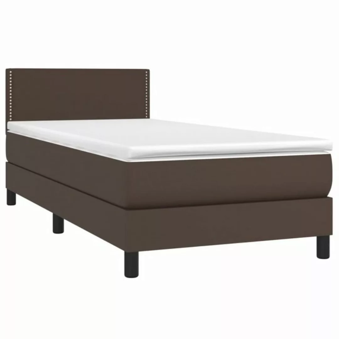 vidaXL Bett Boxspringbett mit Matratze Braun 90x200 cm Kunstleder günstig online kaufen