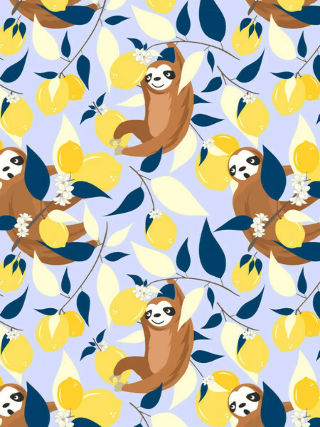 Poster / Leinwandbild - Sloth & Lemons Hangout günstig online kaufen