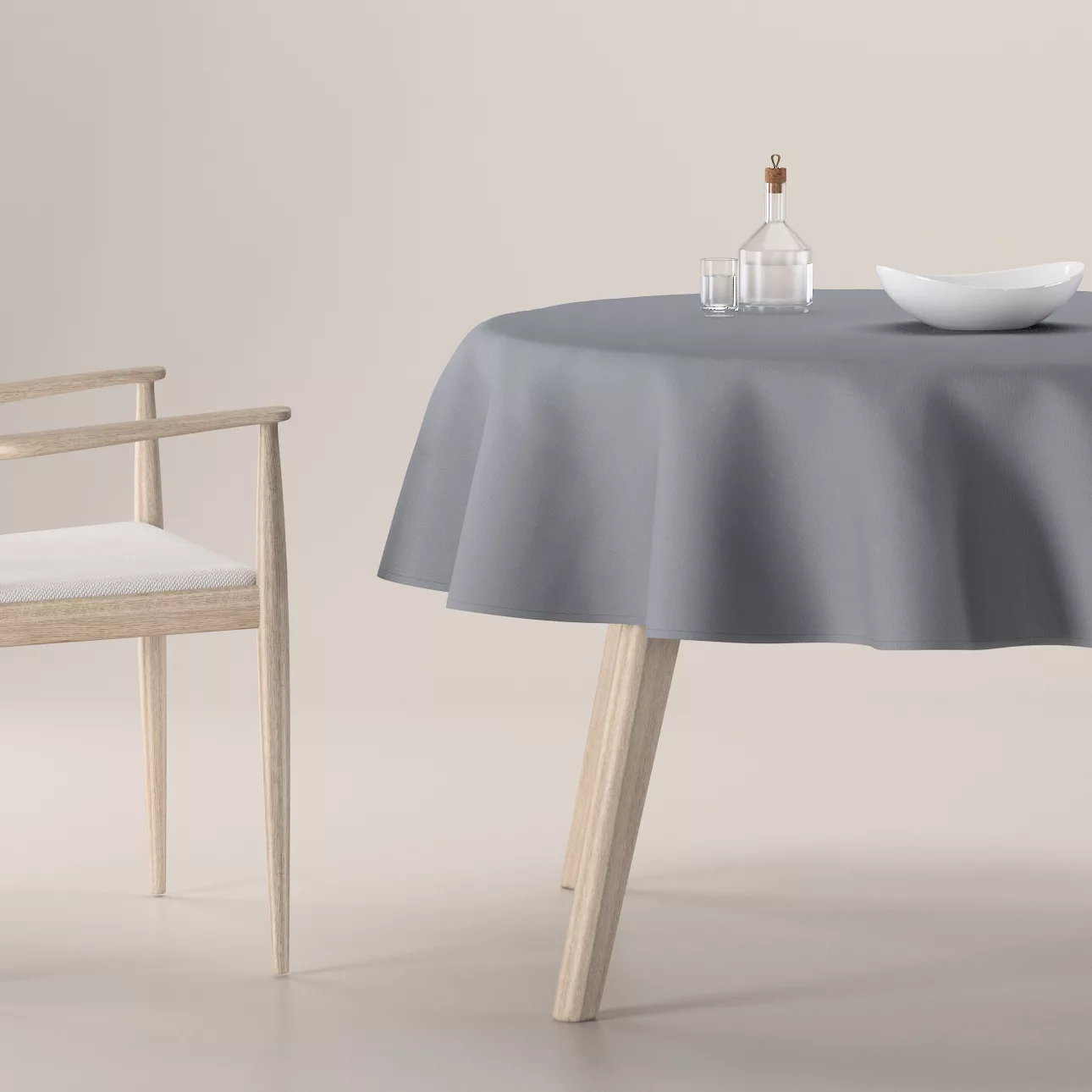 Runde Tischdecke, grau, Cotton Panama (702-46) günstig online kaufen