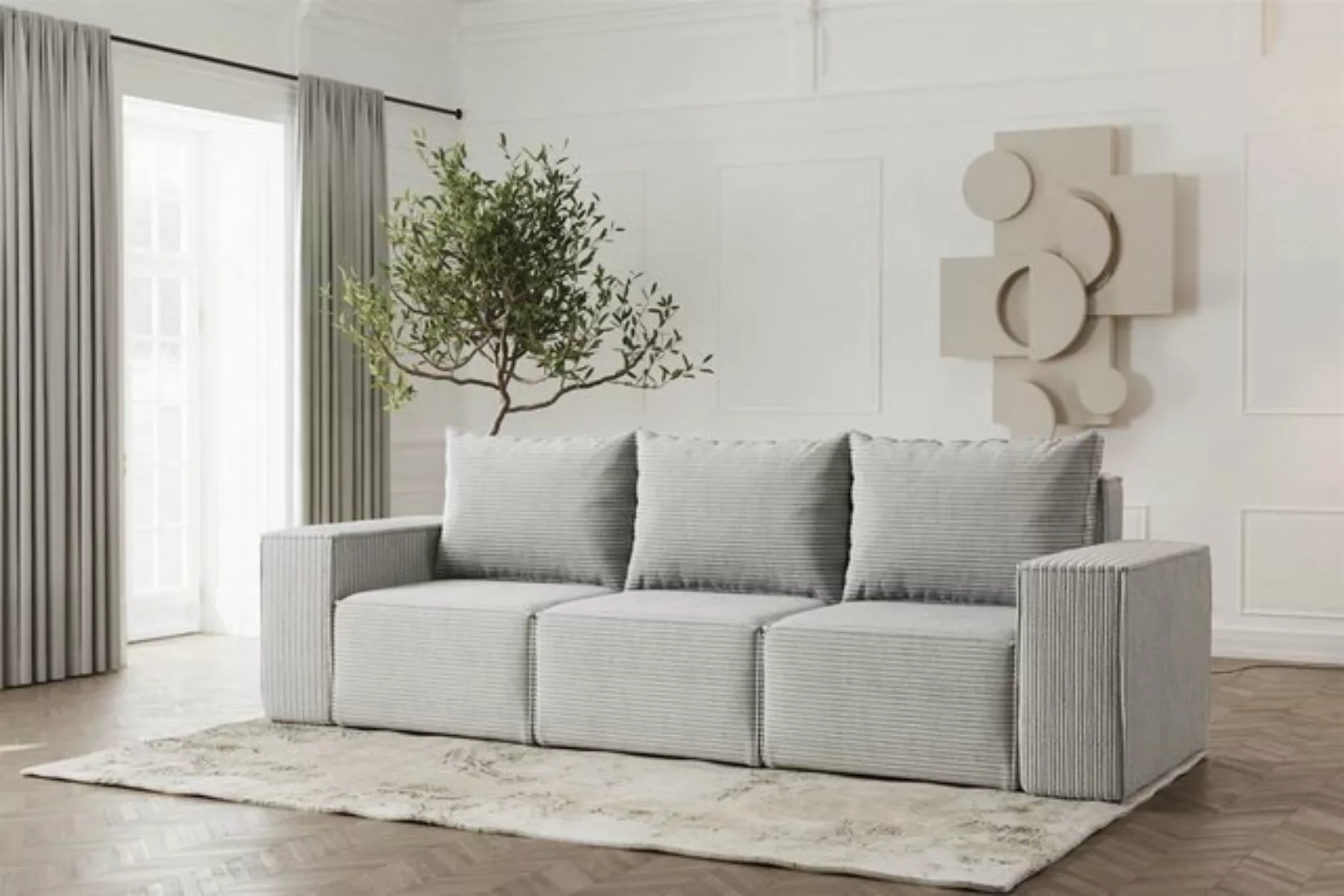 Fun Möbel 3-Sitzer Sofa Designersofa ESTELLE 3-Sitzer in Stoff, Rücken echt günstig online kaufen