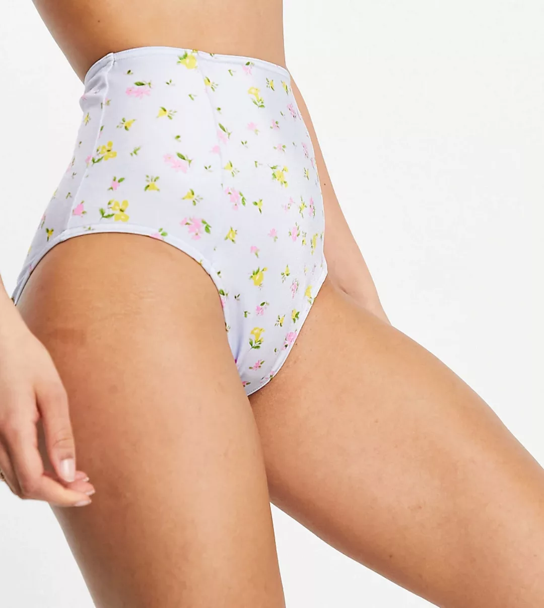 ASOS DESIGN Tall – Bikiniunterteil mit hohem Bund und Gartenblumenmuster-Me günstig online kaufen