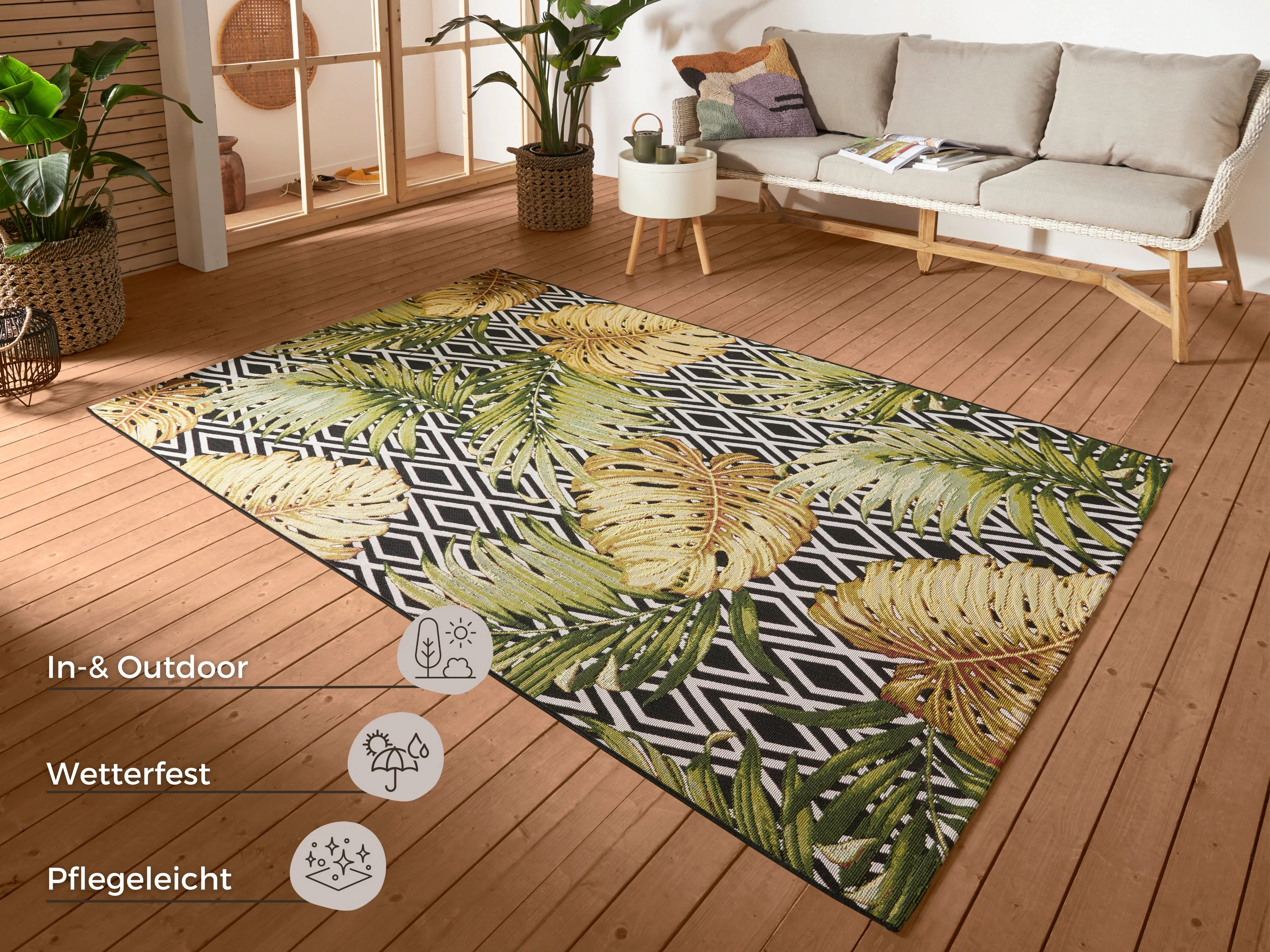 HANSE Home Outdoorteppich »Diamonds and Leaves«, rechteckig, In-& Outdoor, günstig online kaufen