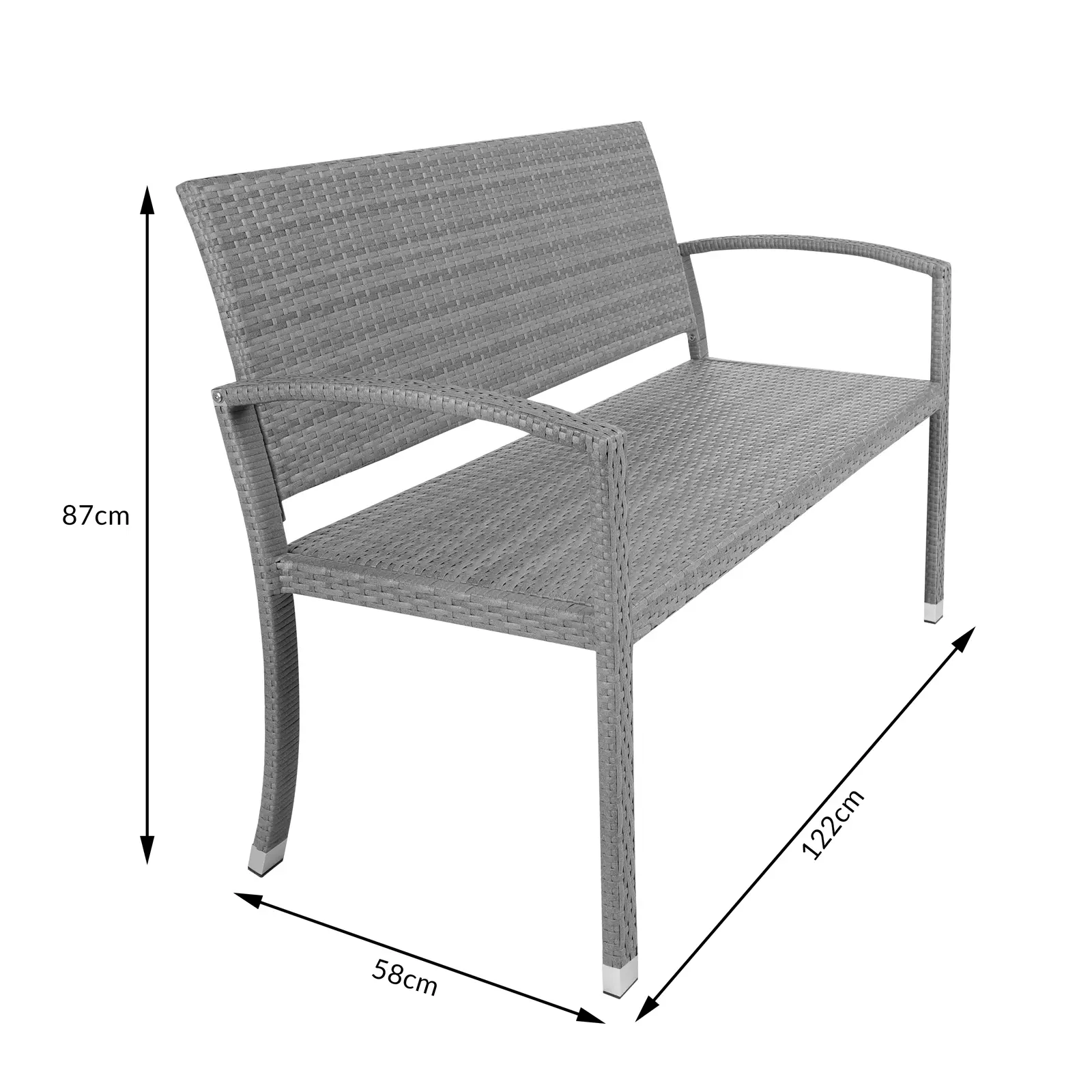 Polyrattan Gartenbank Grau 122x58x87cm günstig online kaufen