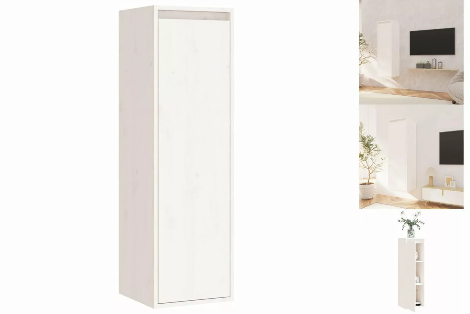 vidaXL Hängeschrank Hängeschrank Wandschrank Weiß 30x30x100 cm Massivholz K günstig online kaufen