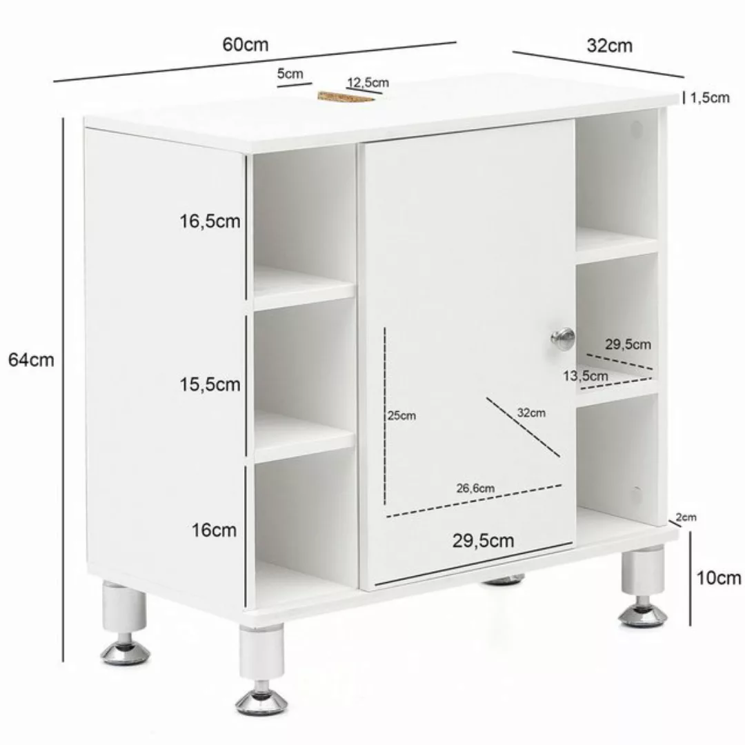 FINEBUY Waschbeckenunterschrank FB51510 (60 x 64 x 32 cm Weiß, Badschrank m günstig online kaufen