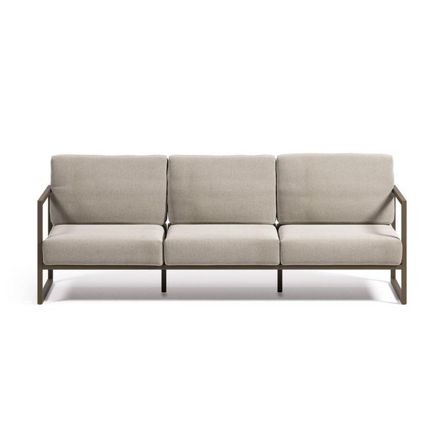 Natur24 Sofa Outdoor 3-Sitzer-Sofa hellgrau 225 x 85 x 85 cm Sitzgarnitur C günstig online kaufen