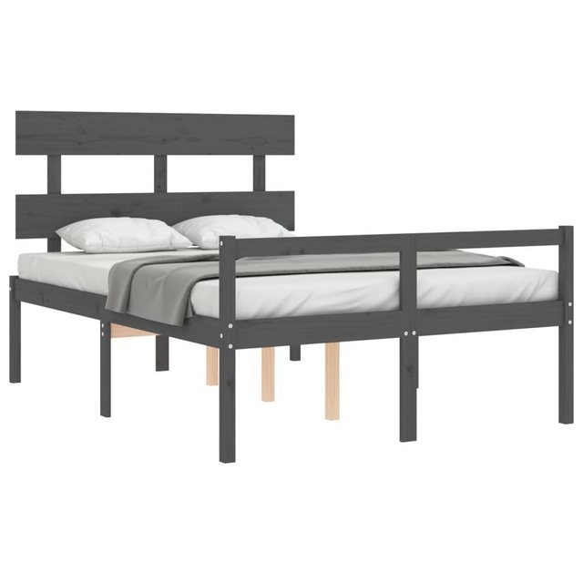 furnicato Bett Seniorenbett mit Kopfteil 120x200 cm Grau Massivholz (1-tlg) günstig online kaufen