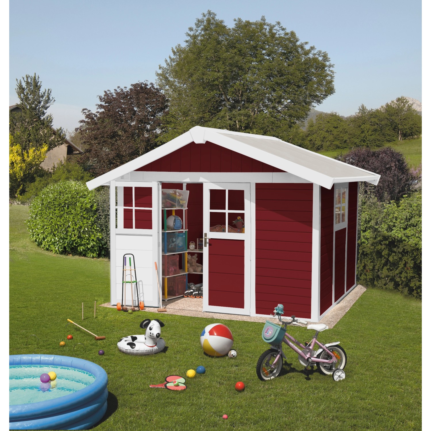 Grosfillex Kunststoff-Gartenhaus Deco H 7.5 Rot BxT: 315 cm x 239 cm günstig online kaufen