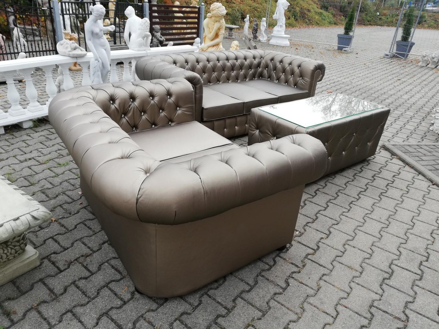 Xlmoebel Sofa Komplettes Set Chesterfield Ledersofa mit 3-Sitzer und 2-Sitz günstig online kaufen