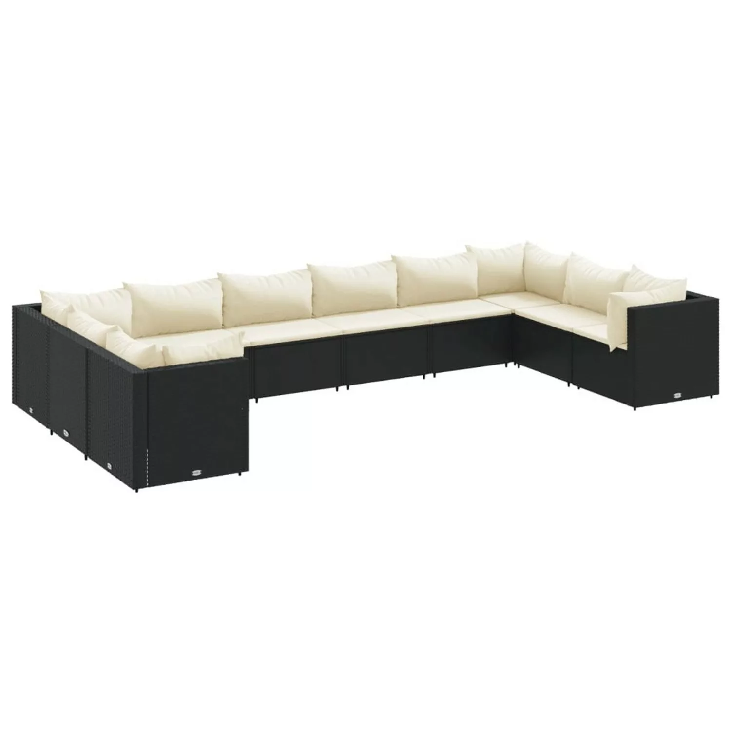 vidaXL 10-tlg Garten-Lounge-Set mit Kissen Schwarz Poly Rattan Modell 38 günstig online kaufen