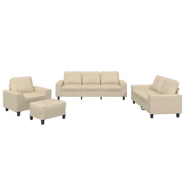 vidaXL Sofa Sofagarnitur Set mit Kissen Stoff, 4-tlg., Creme günstig online kaufen