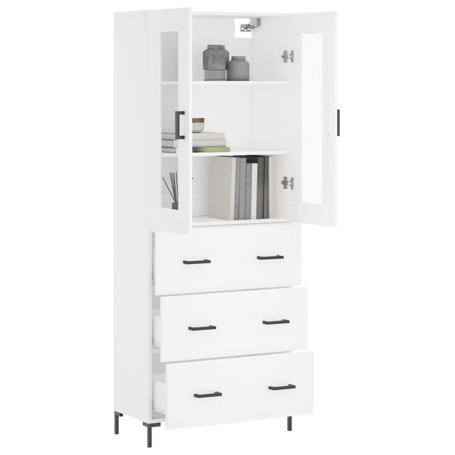 vidaXL Vitrine Highboard Weiß 69,5x34x180 cm Spanplatte Glas Vitrine günstig online kaufen