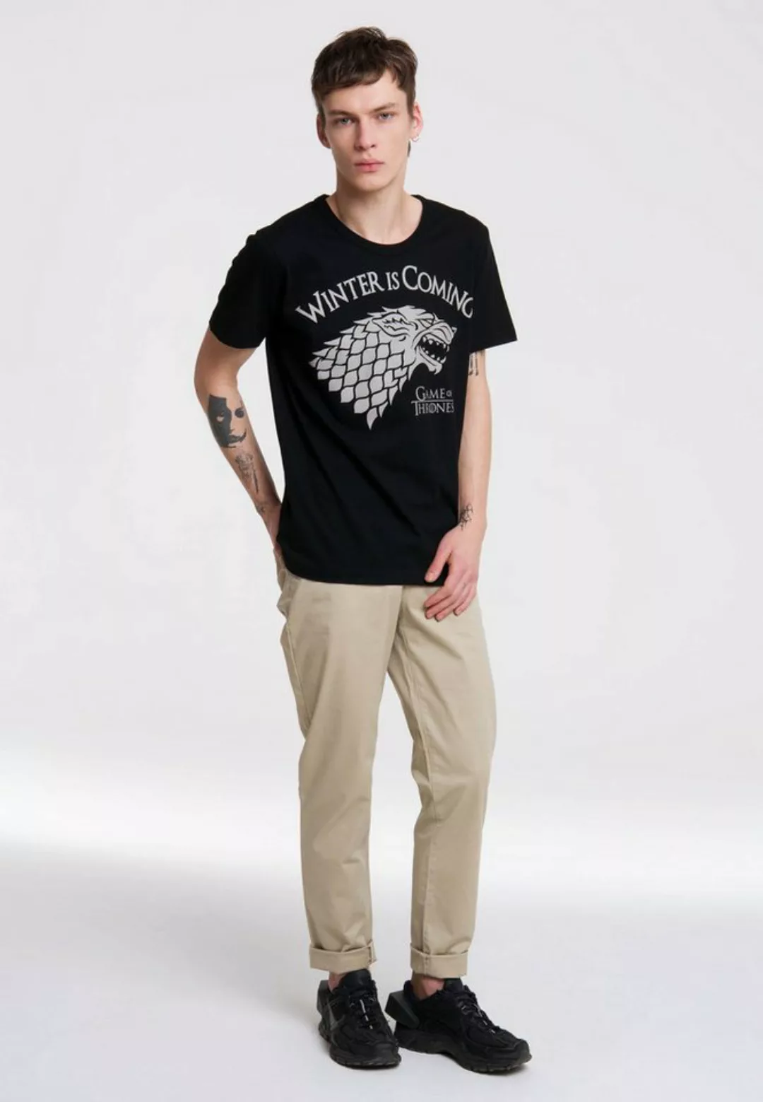 LOGOSHIRT T-Shirt Game of Thrones - Winter Is Coming mit Schattenwolf-Print günstig online kaufen