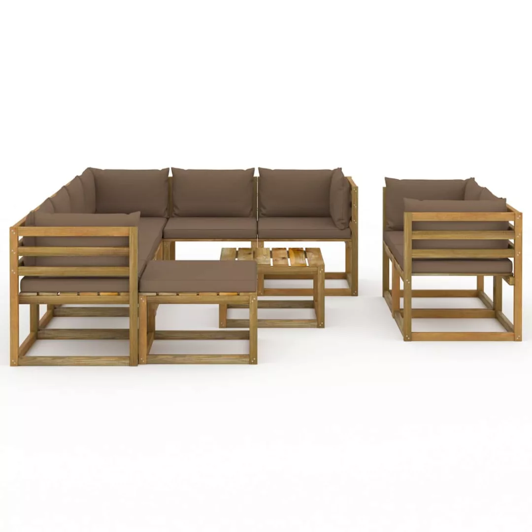 10-tlg. Garten-lounge-set Mit Kissen Taupe günstig online kaufen