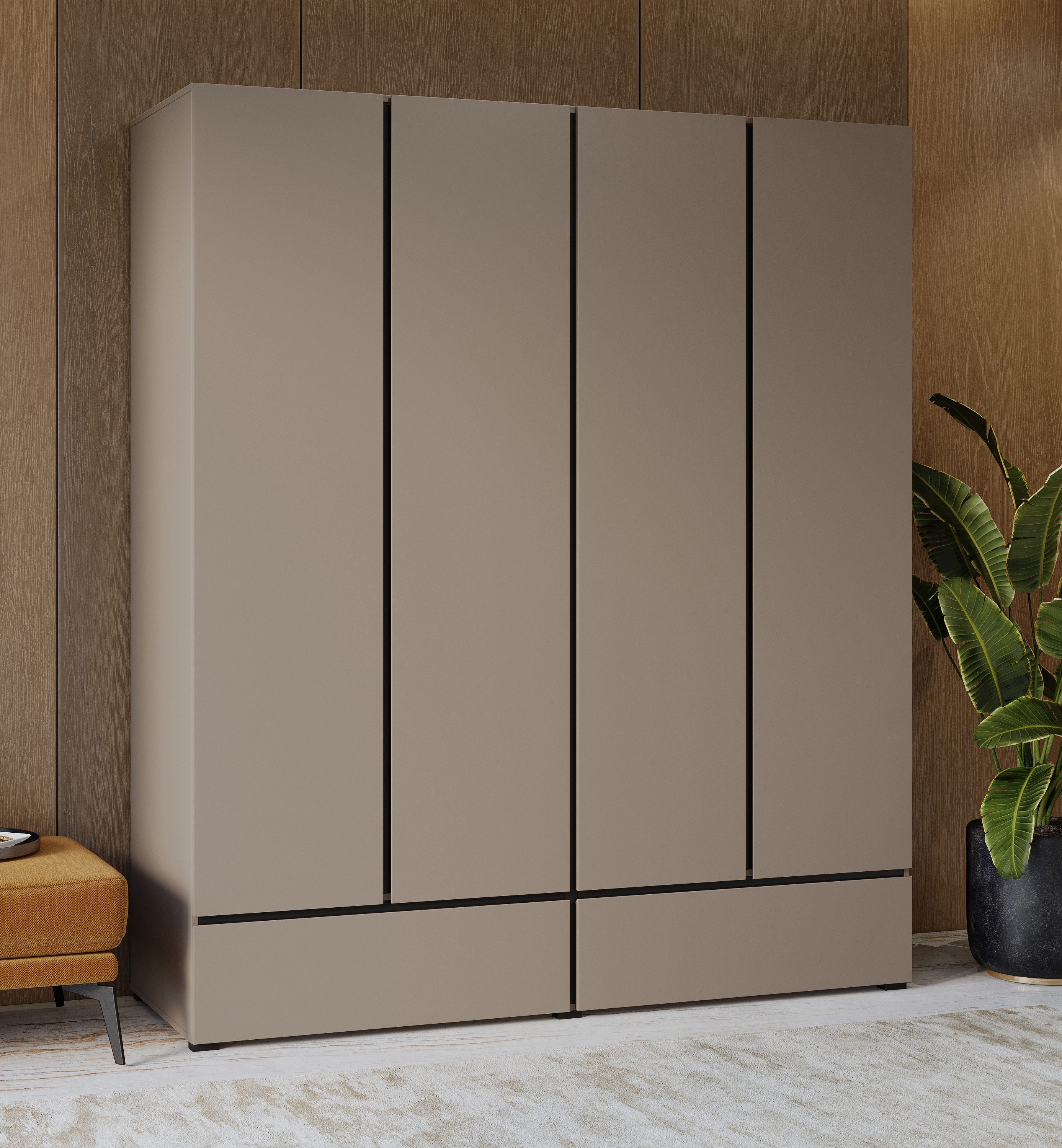 Home affaire Drehtürenschrank "Cross, moderner griffloser Kleiderschrank", günstig online kaufen