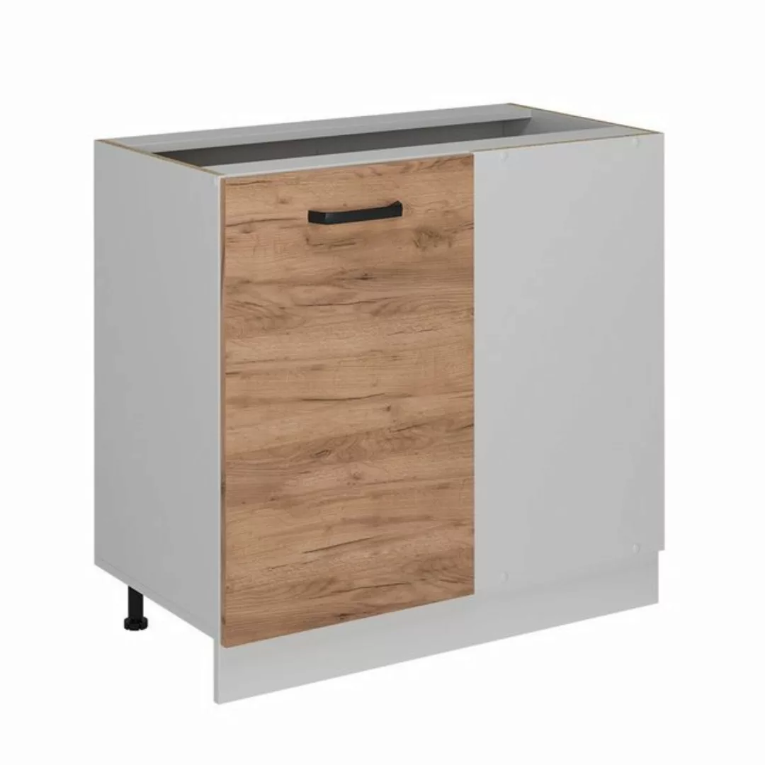 Vicco Eckunterschrank R-Line, Goldkraft Eiche/Weiß, 86 cm ohne Arbeitsplatt günstig online kaufen