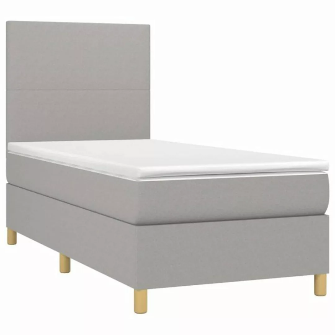 vidaXL Boxspringbett Boxspringbett mit Matratze Hellgrau 80x200 cm Stoff Be günstig online kaufen