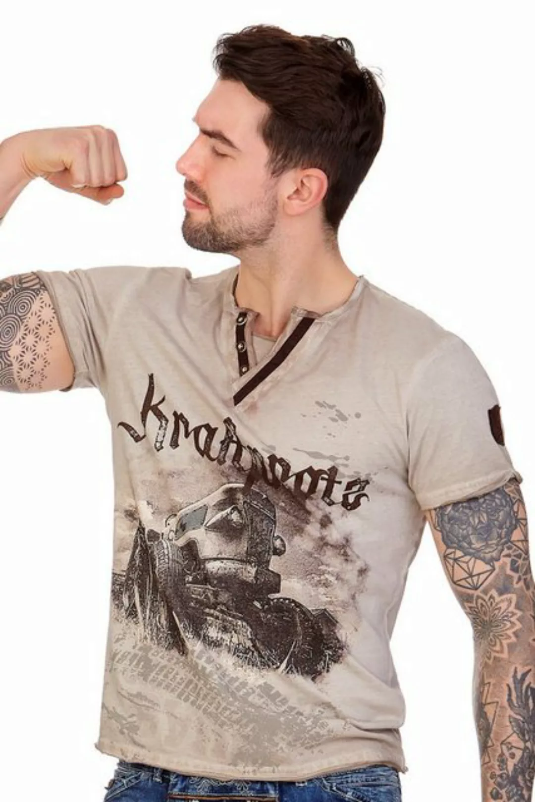 Hangowear Trachtenshirt Trachtenshirt Herren - EVERETT - beige, türkis günstig online kaufen