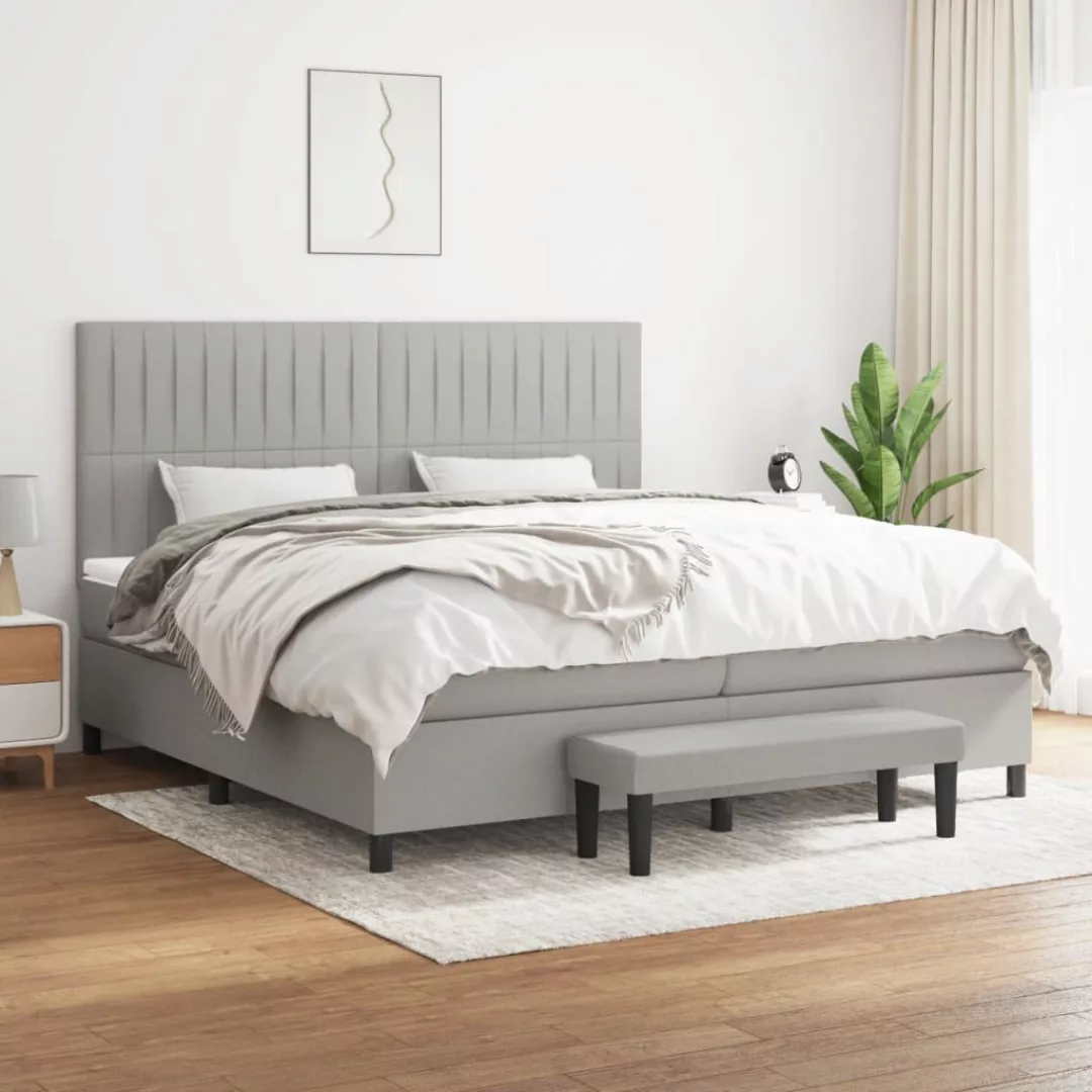 Vidaxl Boxspringbett Mit Matratze Hellgrau 200x200 Cm Stoff günstig online kaufen