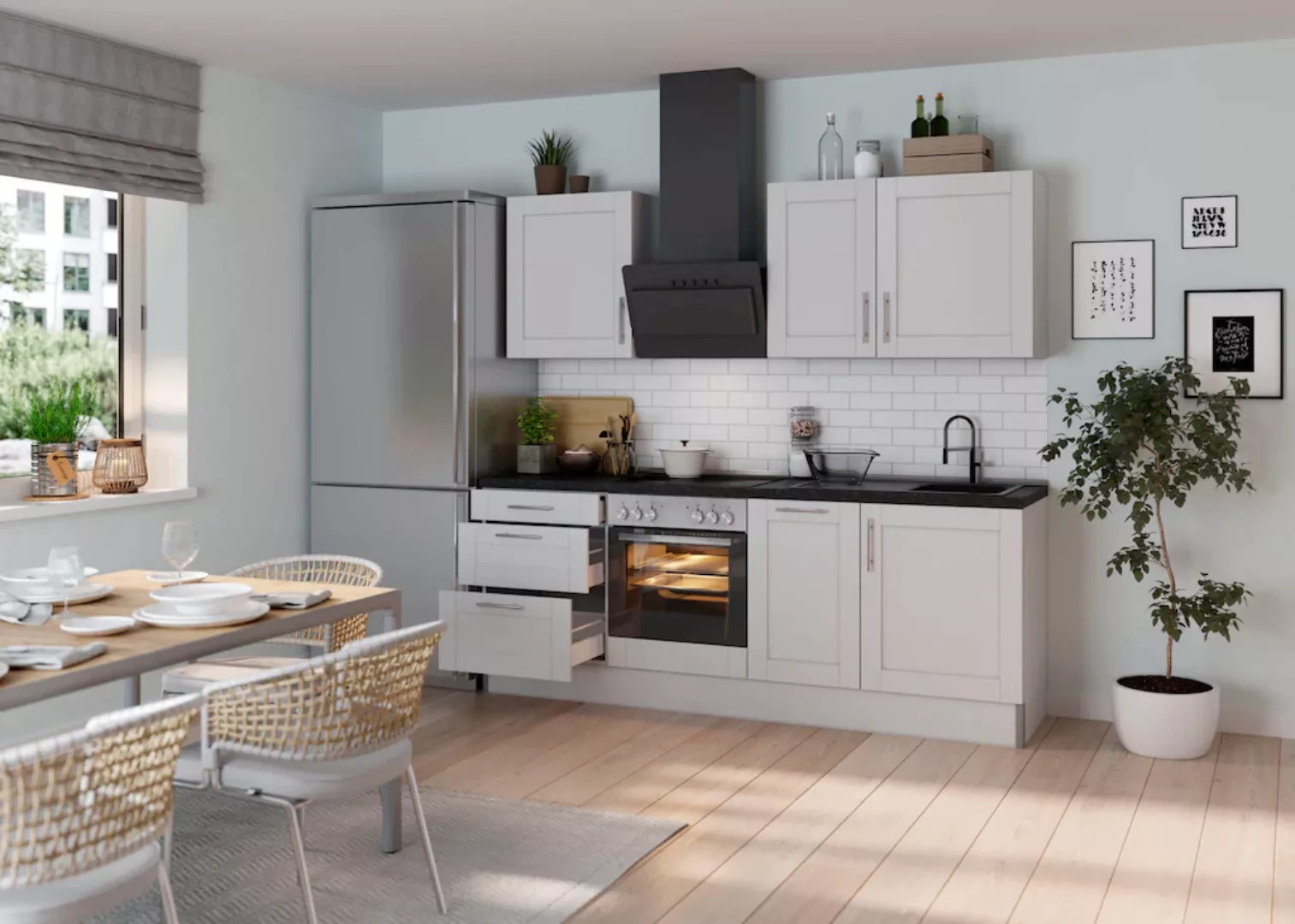 OPTIFIT Küche »Ahus«, Breite 225 cm,wahlweise mit E-Geräten,MDF Fronten,Sof günstig online kaufen