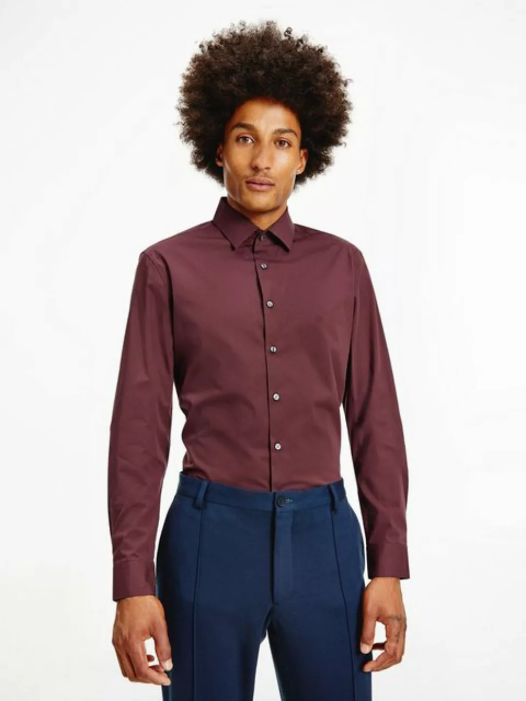 Calvin Klein Langarmhemd POPLIN STRETCH SLIM SHIRT mit Logostickerei günstig online kaufen