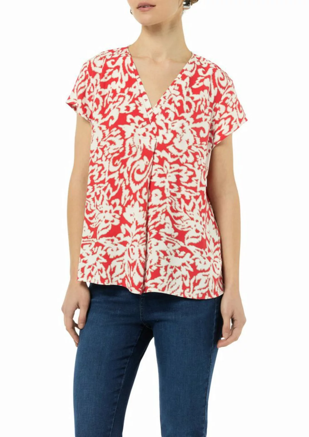 Comma Shirtbluse mit V-Ausschnitt und Allover-Print günstig online kaufen