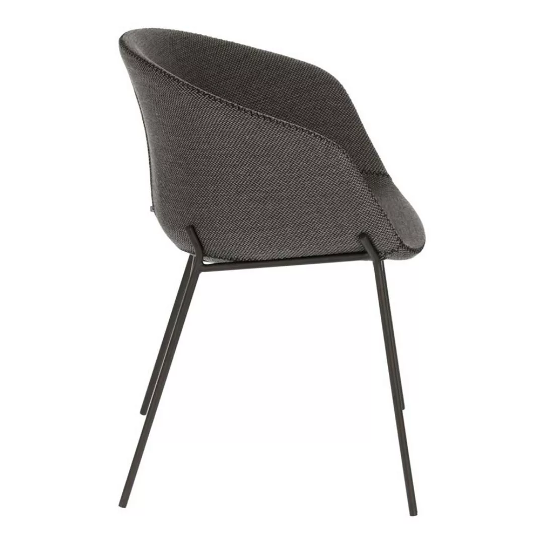 Stuhl Set mit Armlehnen in Dunkelgrau Bezug aus Webstoff (4er Set) günstig online kaufen