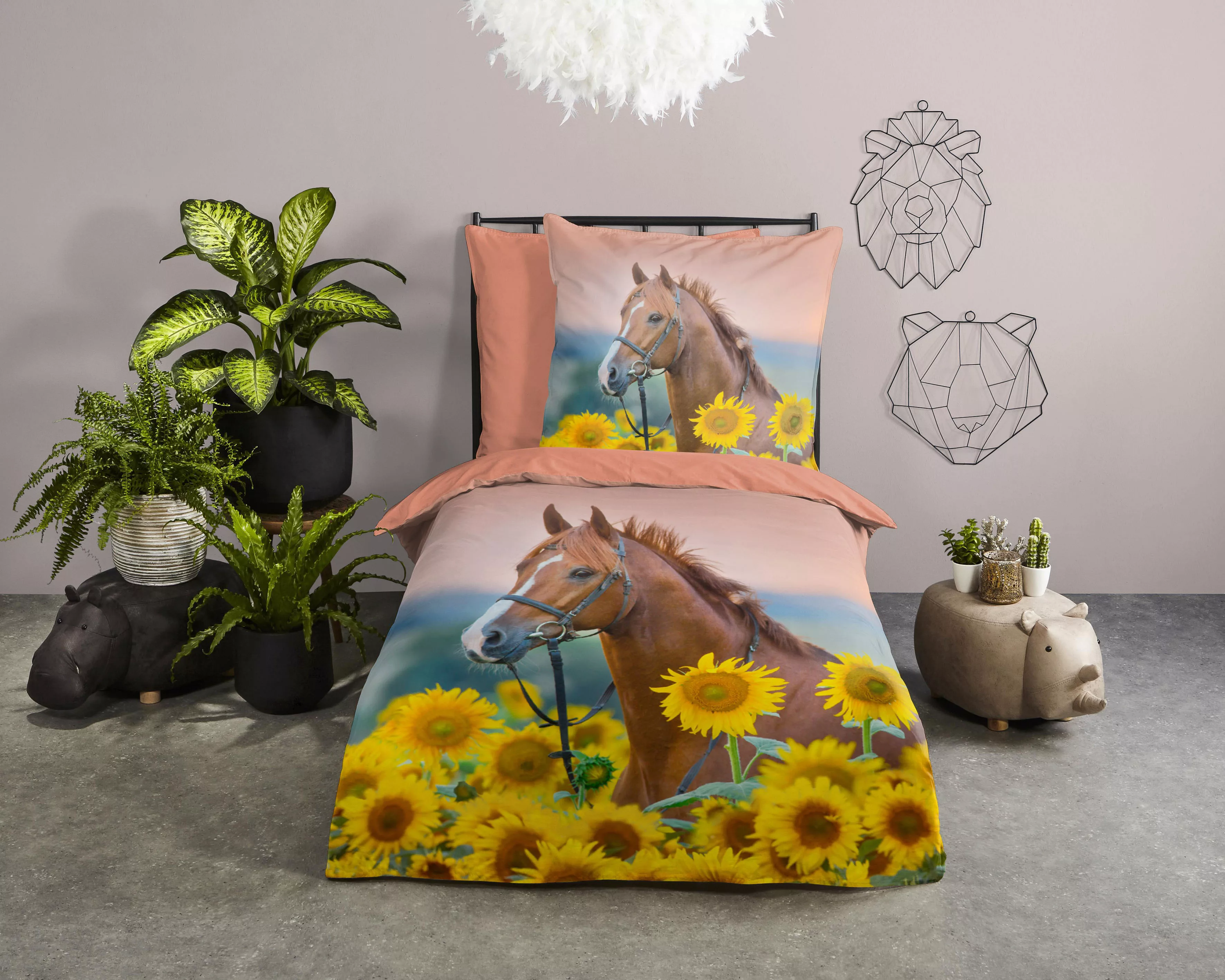 good morning Kinderbettwäsche »Beauty Horse Sunflower«, (2 tlg.), 100% Baum günstig online kaufen