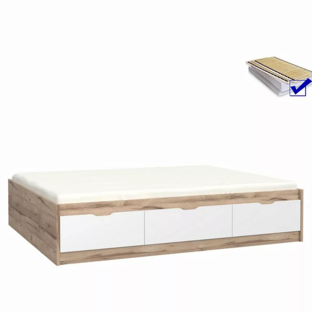 expendio Bett Vanadis 9 (Spar-Set, 5-tlg), Mauvella Oak Nb. / weiß 191x43x2 günstig online kaufen